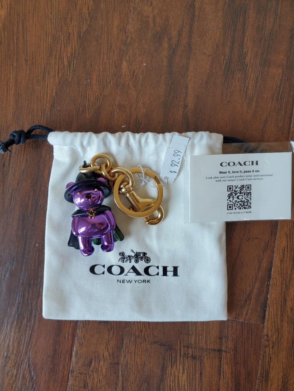 Coach Halloween Witch Bear Bag Charm in Purple 6074 NWT